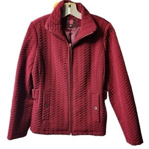 Women's Gallery Red Quilted Jacket Adjustable Sides Pockets Size 1X